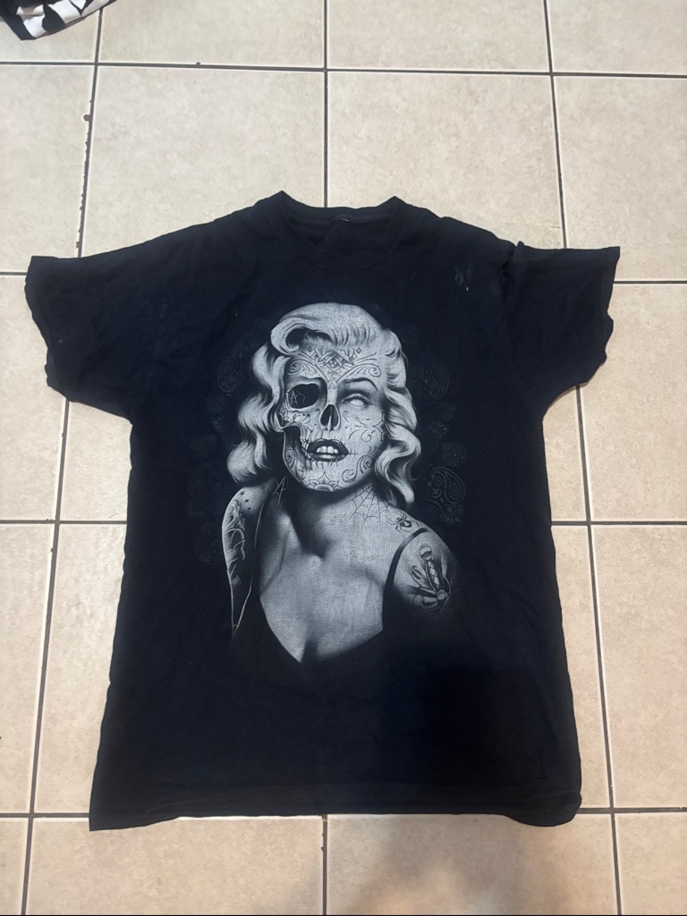 Black Graphic Marilyn Skull Tee - Women Accessories